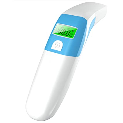 Thermometer Infrared Non-Contact for Forehead and Ears, FDA Cleared, 510K Certification, Three Color LCD Screen, Digital Thermometer with Fever Alarm and Memory Function