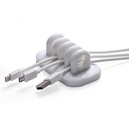 Idealstanley Cable Clip Holder Weighted Desktop Cord Management Fixture (IDEST) (White)