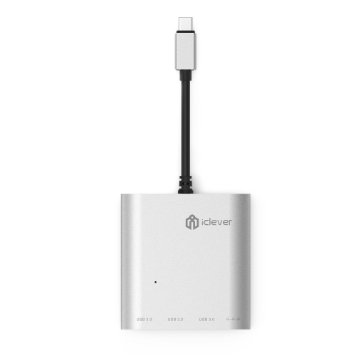 iClever 3-Port USB 3.1 Type-C Hub with Power Delivery 24W Charging Port