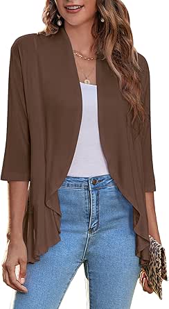 Zeagoo Women's Lightweight Summer Cardigan 2024 Casual Open Front 3/4 Sleeve Bolero Shrug Sweater