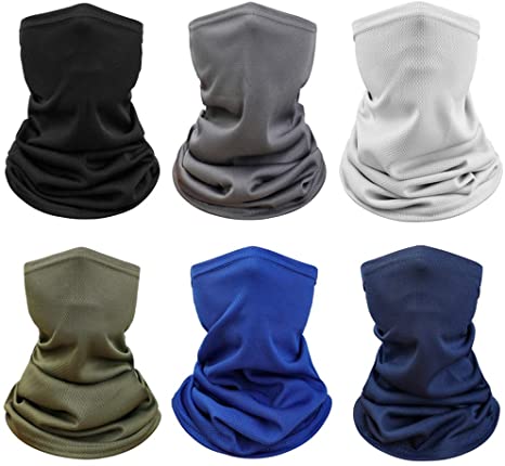 6 Pieces Sun UV Protection Neck Gaiter Scarf Cover Breathable Cooling Face Bandana for Summer Cycling Hiking Fishing