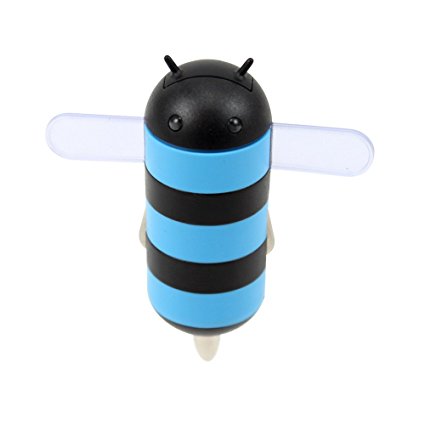 Gen HoneyDru Android themed 2A USB Car Charger with Micro-USB Coil Cable - Blue/Black