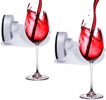 SYIDINZN Wine Beer Cup Holder Caddy Organizer for Bath & Shower | Bathroom Drink Holder - Portable Suction Cup Cupholder for Wine Glasses, Shaver, Cellphone, Towel Etc (2 Pack)