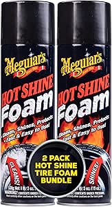 Meguiar's G13919 Hot Shine Tire Foam, Aerosol Tire Shine for Glossy, Rich Black Tires - 19 Oz Spray Can (Pack of 2)