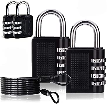 4 Pack Combination Lock, 4 Digit Code Travel Lock, 3-Digit Combination Luggage Locks, Combination Locks Padlock Best for School Gym Locker,Luggage Suitcase Baggage Locks,Filing Cabinets,Toolbox,Case