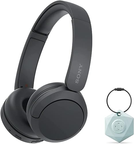 Sony WH-CH520 Wireless Bluetooth On-Ear Headset with Microphone (Black) Bundle with Bluetooth Locator (Works with Apple Find My) Keychain Bundle (2 Items)