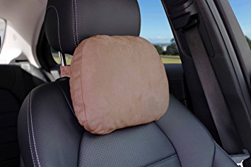Softest Auto Car Neck Pillow - Plush Headrest Support Cushion for Pain Relief - Brown