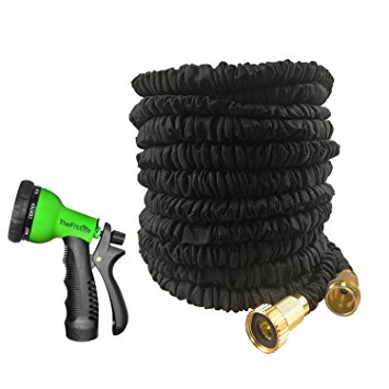 Expandable Hose 25 Feet Strongest Garden Hoses New Durable Double Layer Latex Extra Strength Fabric Free Spray Nozzle 3/4 USA Standard For Home Watering Gardening Washing Cleaning (25, Black)