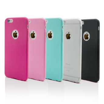 iPhone 6s Plus Case, iPhone 6 Plus Case, Pvendor 5Pack Slim Smooth Premium Durable Soft TPU Rubber Silicone Gel back Case Cover for iPhone 6 Plus (2014) / 6s Plus (2015)-Black/White/Blue/Pink/Rose