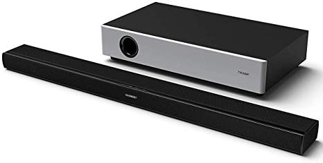 Sharp HT-SBW160 360W 2.1 Ultra Slim Soundbar with Compact Wireless Subwoofer, Bluetooth, HDMI ARC/CEC & Remote Control - Black/Silver