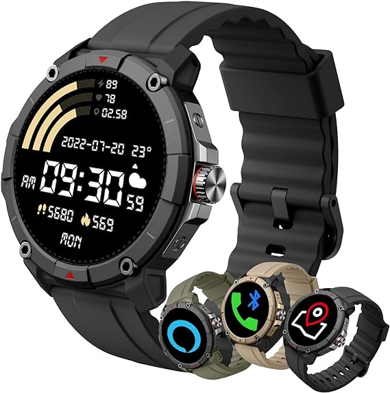 AiMoonsa Running Watch, GPS Smart Watch That Record Your Pace, Heart Rate and More Exercise Data,100  Sport Modes,Customized Plan,Waterproof,Bluetooth Calling,Alexa Built-in,GPS Watch for Men & Women