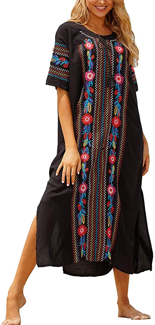 Bsubseach Women Beachwear Turkish Kaftans Long Swimsuit Cover up Caftan Beach Dress