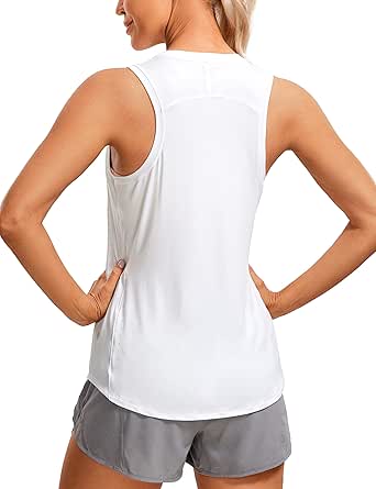 CRZ YOGA Lightweight Tank Top for Women Racerback Sleeveless Workout Tops High Neck Athletic Running Shirts