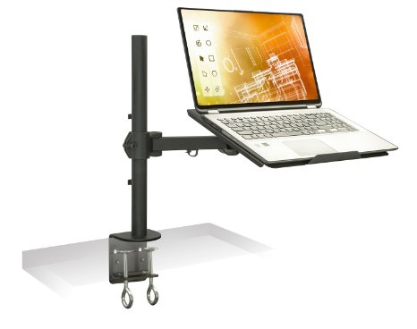 Mount-It MI-3352LT Laptop Notebook Desk Stand Mount Full Motion Height Adjustable Holder Articulating Vented Platform for Cooling Fits up to 17 Inch Computers Clamp Mounting 22 Lb Capacity Black