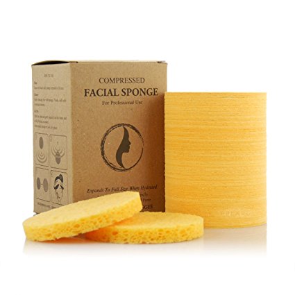 Appearus Compressed Natural Cellulose Facial Sponges, Natural (US Made/100 Count/S1901Y)