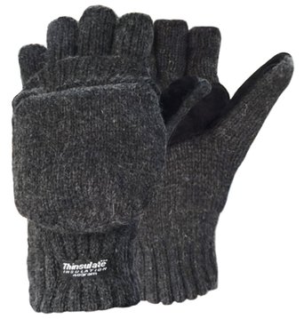Korlen Wool Knitted Convertible Fingerless Gloves with Mitten Cover
