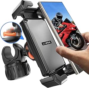 LISEN Motorcycle Phone Mount, [Anti Vibration] Phone Holder for Motorcycle Handlebar, Bike Phone Holder Mount for Motorcycle, Bike Motorcycle Scooter Cell Phone Holder for iPhone 4.6-7" Smartphones