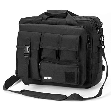 Fancytimes 15.6" Large Men's Laptop Messenger Bag Multifunction Tactical Briefcase Outdoor Military Computer Shoulder Handbags (15.6", Black)