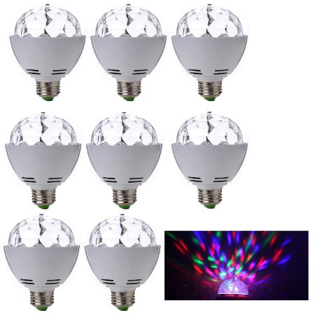 ANNT 8PACKS 3W E27 LED RGB Crystal Ball Rotating Stage Light and Effects Lighting DJ Disco Club Party KTV Bar Stage