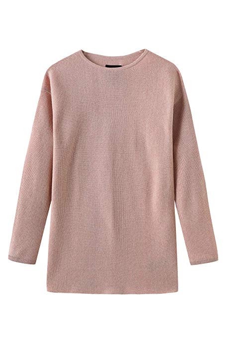 Fancy Stitch Women's Crewneck Loose Knitted Cashmere Sweater