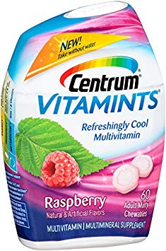 Centrum Adult VitaMints (60 Count, Raspberry Flavor) Multivitamin / Multimineral Supplement Chewable, B Vitamins, Antioxidants