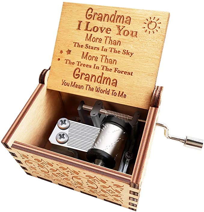 N / A Orimami Best Gifts for Grandma I Love You More Than The Stars in The Sky You Mean The World to Me Blessing Wooden Music Box Home Office Decorative (01)