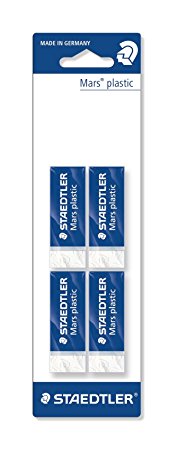 Staedtler 52650BK4DA Mars plastic Eraser Pack of 4 in Blister Packaging