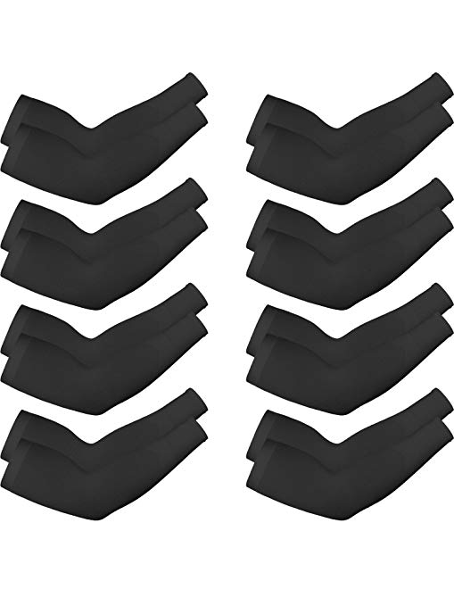 8 Pairs Unisex Arm Sleeves UV Sun Protection Cooling Sleeves for Driving Jogging Golfing Riding Outdoor Activities