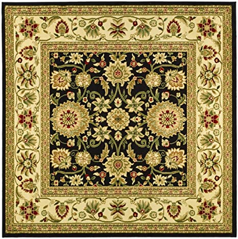 Safavieh Lyndhurst Collection LNH212A Traditional Oriental Black and Ivory Square Area Rug (8' Square)