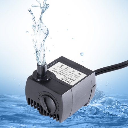 Uniclife 80 GPH Submersible Pump Aquarium Fish Tank Powerhead Fountain Water Hydroponic with UL Certification and 59ft18m Power Cord