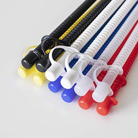 Corrugated Reusable Drinking Straws with Caps (Assorted Colors, 11 in.) [12 Pack]