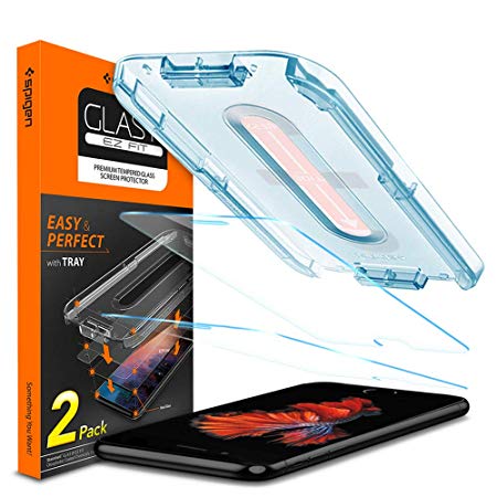 Spigen, 2Pack, iPhone 7 Plus / 8 Plus Screen Protector, EZ FIT, Glas.tR Slim, Installation Kit Included, 9H Tempered Glass, Case Friendly, Bubble-free, Anti-Scratch, Anti-fingerprint (055GL22383)