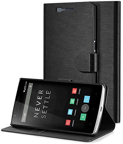 OnePlus One Stand Case, GreatShield SHIFT LX Leather Wallet Flip Case Magnetic Cover Diary with Kickstand & Credit Card Slot for OnePlus One - (Black)