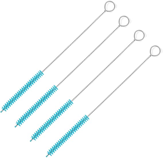 ALINK Straw Cleaning Brush, 4-Pack Skinny Pipe Tube Cleaner, 190mm x 7mm - Sky Blue