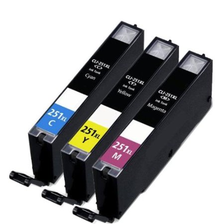 HI-VISION 3 Pack Compatible Canon CLI-251XL CLI 251 High Yield Color Combo Ink Cartridge Replacement 1 Cyan 1 Yellow 1 Magenta for PIXMA iP7250MG6320MG5420iP7220MX922MX722MG6350MG5450