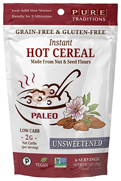 Instant Hot Cereal, Grain and Gluten-Free, Certified Paleo, Unsweetened, 6 Servings (6.7 oz)
