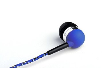 Tweedz Durable Tangle-free Blue Earbuds - Earphones with 100 Braided Fabric Wrapped Cords Blue