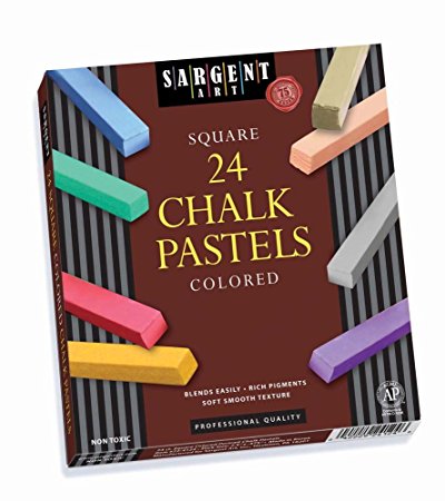 Sargent Art 22-4124 Colored Square Chalk Pastels, 24 Count