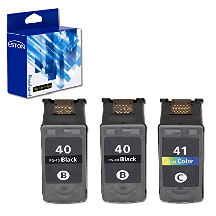ESTON 3Pack Remanufactured Replacement for PG-40 Black and CL-41 Color Ink Cartridges Fit for Pixma Series Printers