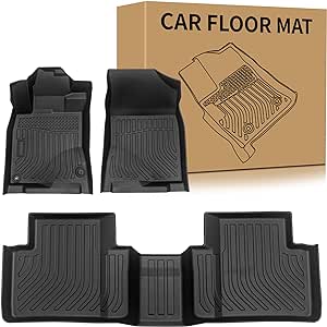 Weize Floor Mats for Honda Civic Coupe/Sedan/Type R 2016-2021, Honda Civic Hatchback 2017-2021 All-Weather TPE 1st & 2nd Row Seat Car Floor Liner, Black