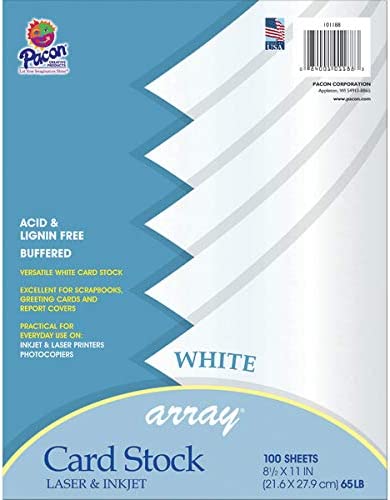 Pacon Array Card Stock, 8.5-Inchx11-Inch, White, 100-Sheet/Package