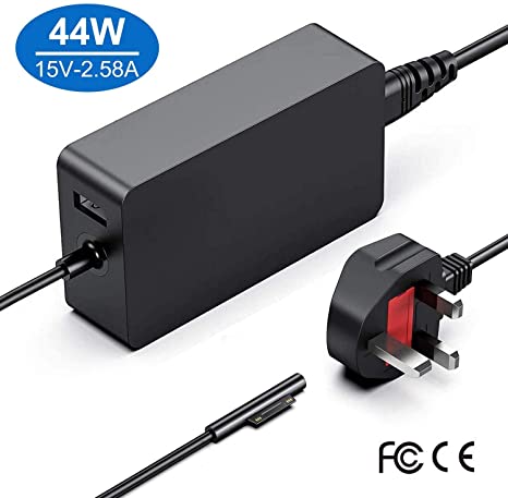Surface Pro Charger, 15V 2.58A 44W Surface Charger for Microsoft Surface Pro 3/Pro 4/Pro 5/Pro 6, Surface Laptop, Surface Go, Surface Book Tablet (M3 I3 I5 I7)