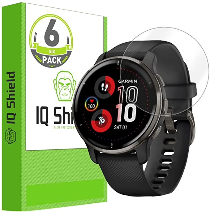 IQ Shield Screen Protector Compatible with Garmin Venu 2 Plus (6-Pack) Anti-Bubble Clear Film