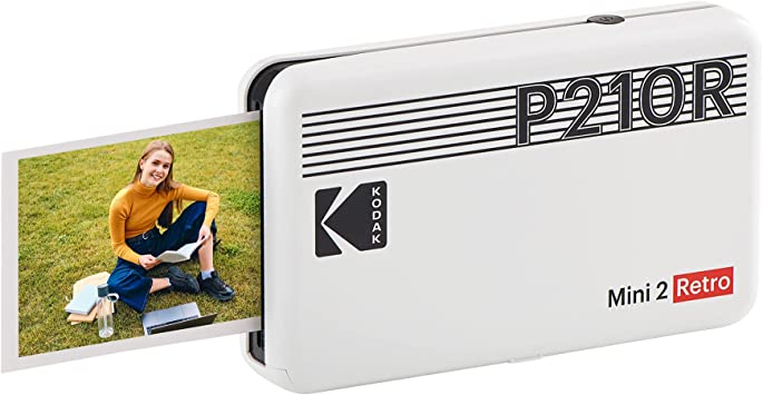 Kodak Mini 2 Retro Portable Instant Photo Printer, Wireless Connection, Compatible with iOS, Android & Bluetooth, Real Photo (2.1x3.4”), 4Pass Technology & Lamination Process, Premium Quality- White