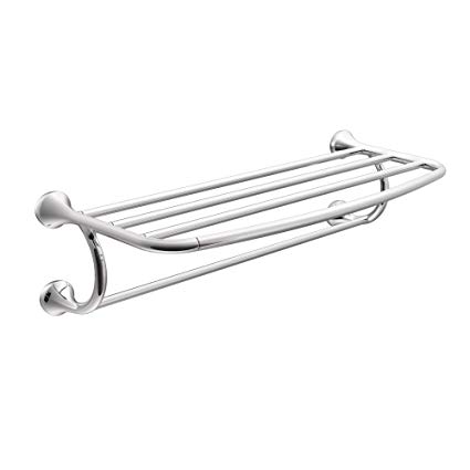 Moen YB2894CH Eva Collection 24-Inch Wide Bathroom Hotel-Style Shelf with Towel Bar, Chrome