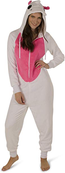 Totally Pink Women's Plush Warm Cozy Character Adult Onesies for Women One Piece Novelty Pajamas