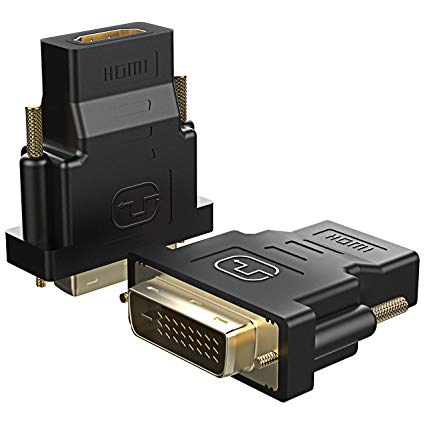 Cablor Gold-Plated DVI to HDMI Adapter, 2-Pack Bi-Directional Connection HDMI to DVI Adapter Converter for PC, Laptop