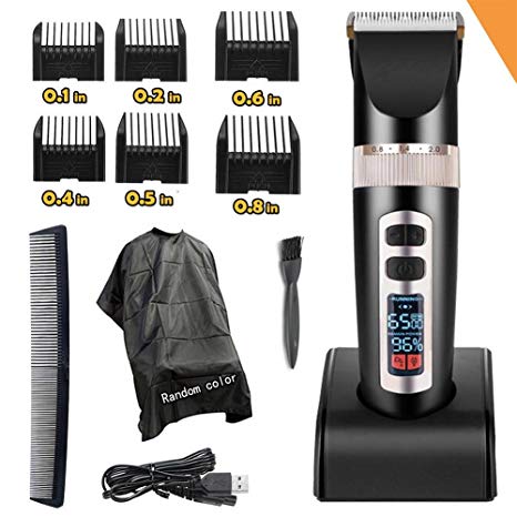 Professional Hair Trimmer For Men, Best Quiet Cordless Hair Clippers Set For Kids & Boy, Electric Beard Trimmers Haircut Machine, LED Display USB Rechargeable Hair cutting Gift kit