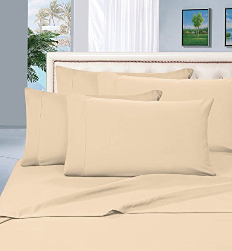 Elegant Comfort 4-Piece 1500 Thread Count Bed Sheet Set with Deep Pockets, California King, Beige