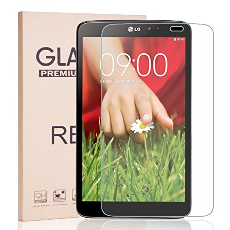 LG G Pad 8.3 Inch V500 Tempered Glass Screen Protector - RBEIK Premium 9H Hardness Tempered Glass Screen Protector for LG G Pad V500 8.3Inch Tablet with Anti-Scratch, Bubble Free,